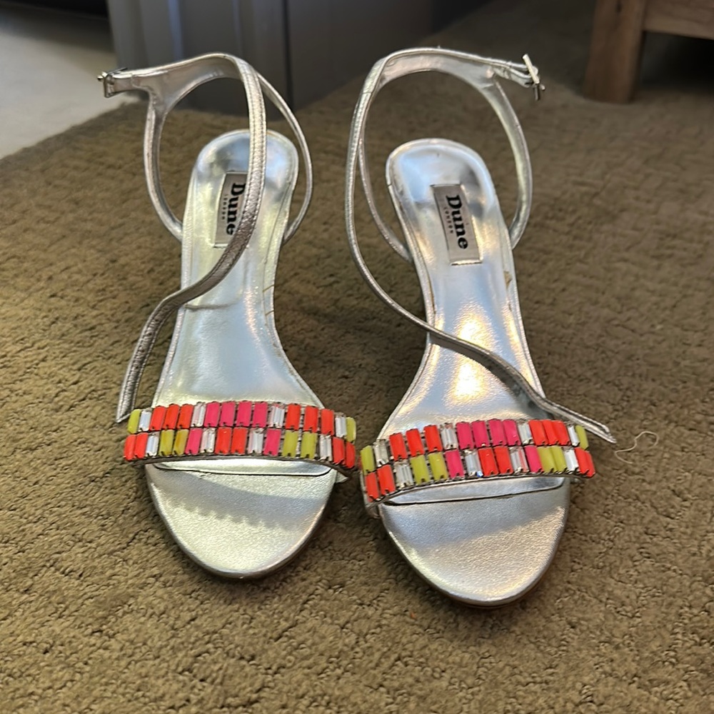 Silver leather heels. worn once!